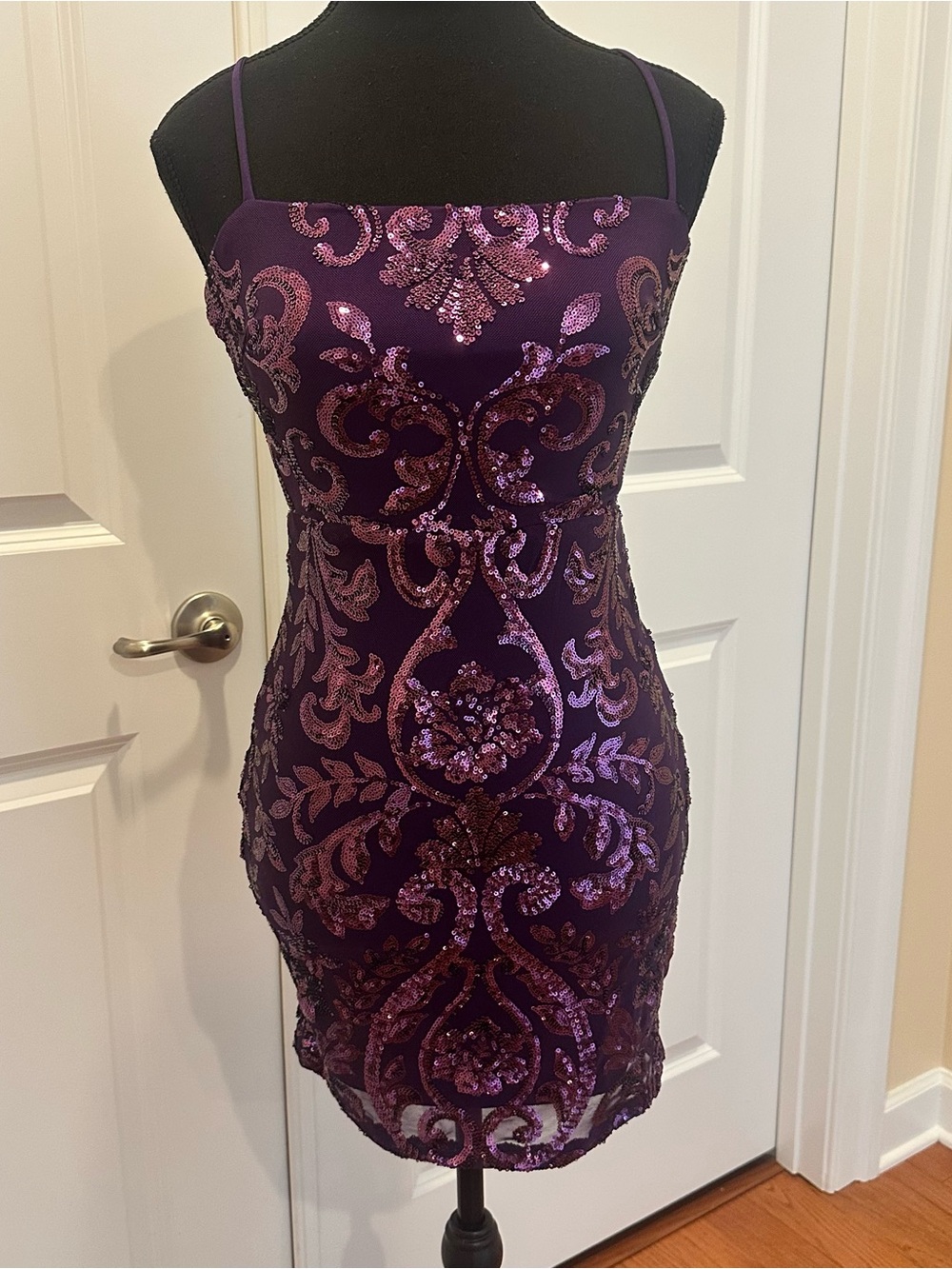 Windsor Purple Sequin Fit & Flare Mini Dress